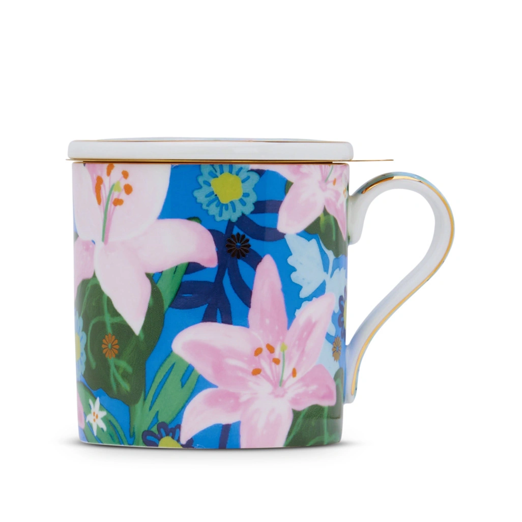 Boxed Bing Bang Bloom Mug W Gold Infuser Pink Aqua